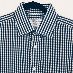Charles Tyrwhitt Men's Blue & Checked Dress Shirt